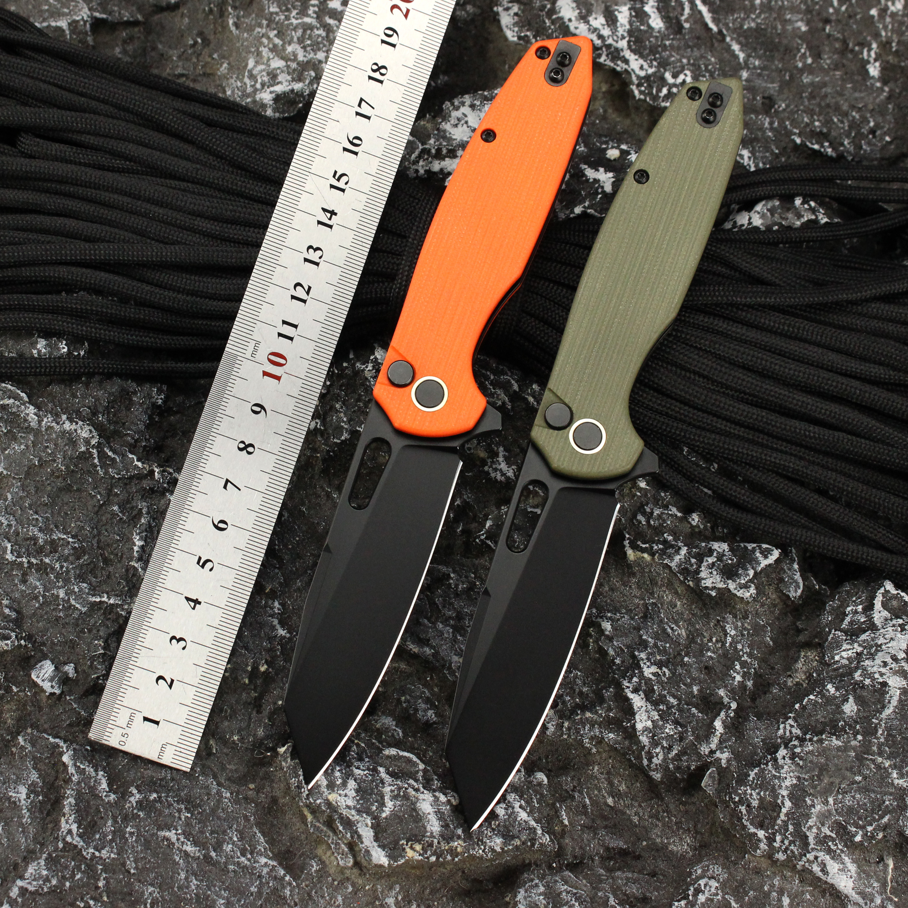 GT-T0044 Customizable logo Camping Outdoor Button Lock 14C28N Blackening Folding Knife Tunafire