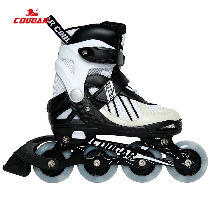 Factory Customized Push-Button Adjustable Skates Shoes Black White Soft Comfortable Shell Skating